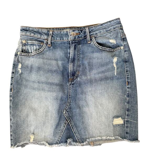 Guess Distress Denim Front Slit Midi Y2K Preppy Women Skirt CottonSmall - Picture 2 of 6